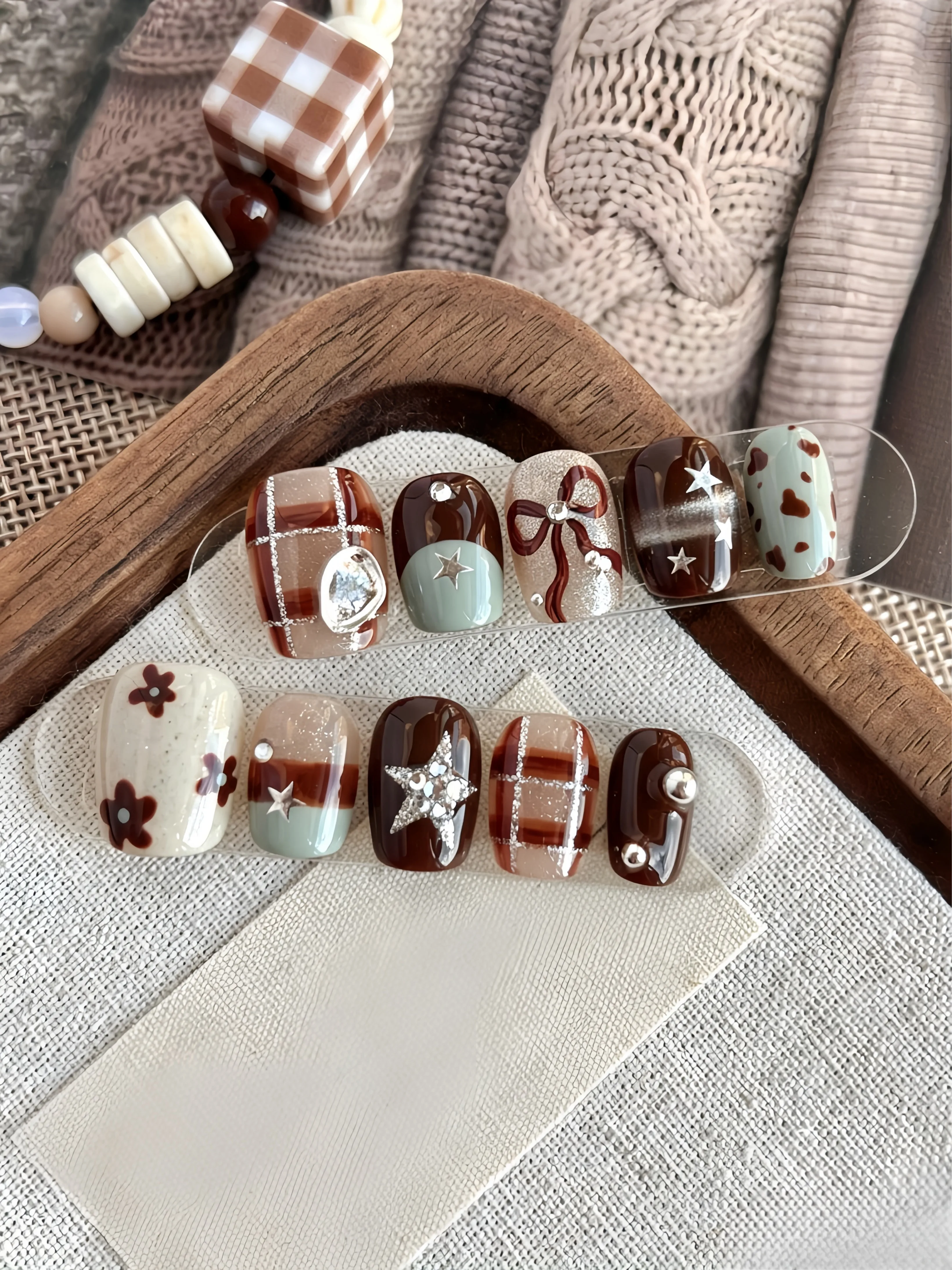 10 Buah Kuku Palsu Pendek Berb - Pressed Flower Art ulasan dan harga