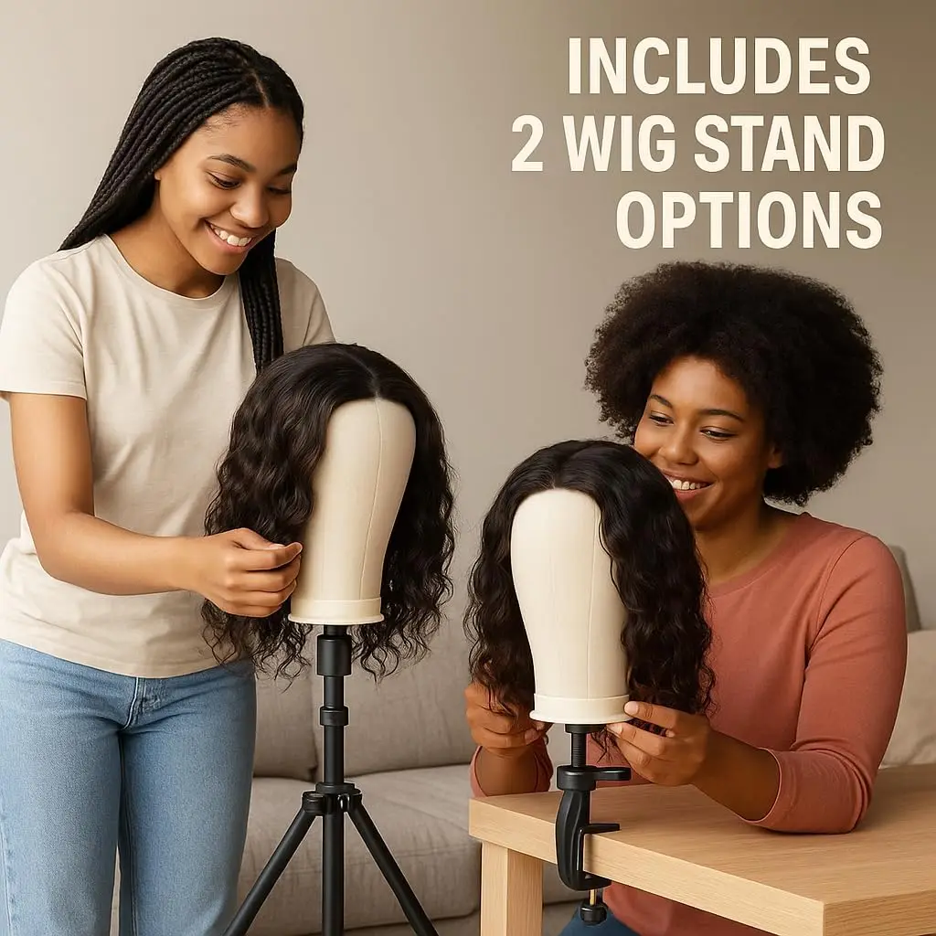 Professional Mannequin Head Set with Adjustable Wig Stand