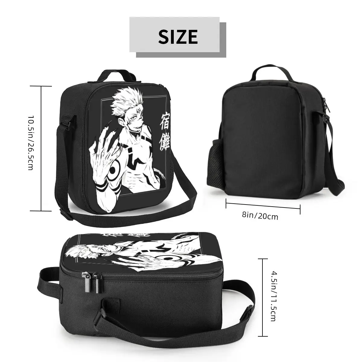 Custom Cool Anime Sukuna Jujutsu Kaisen Lunch Bag Women Warm Cooler Insulated Lunch Box per la scuola dei bambini