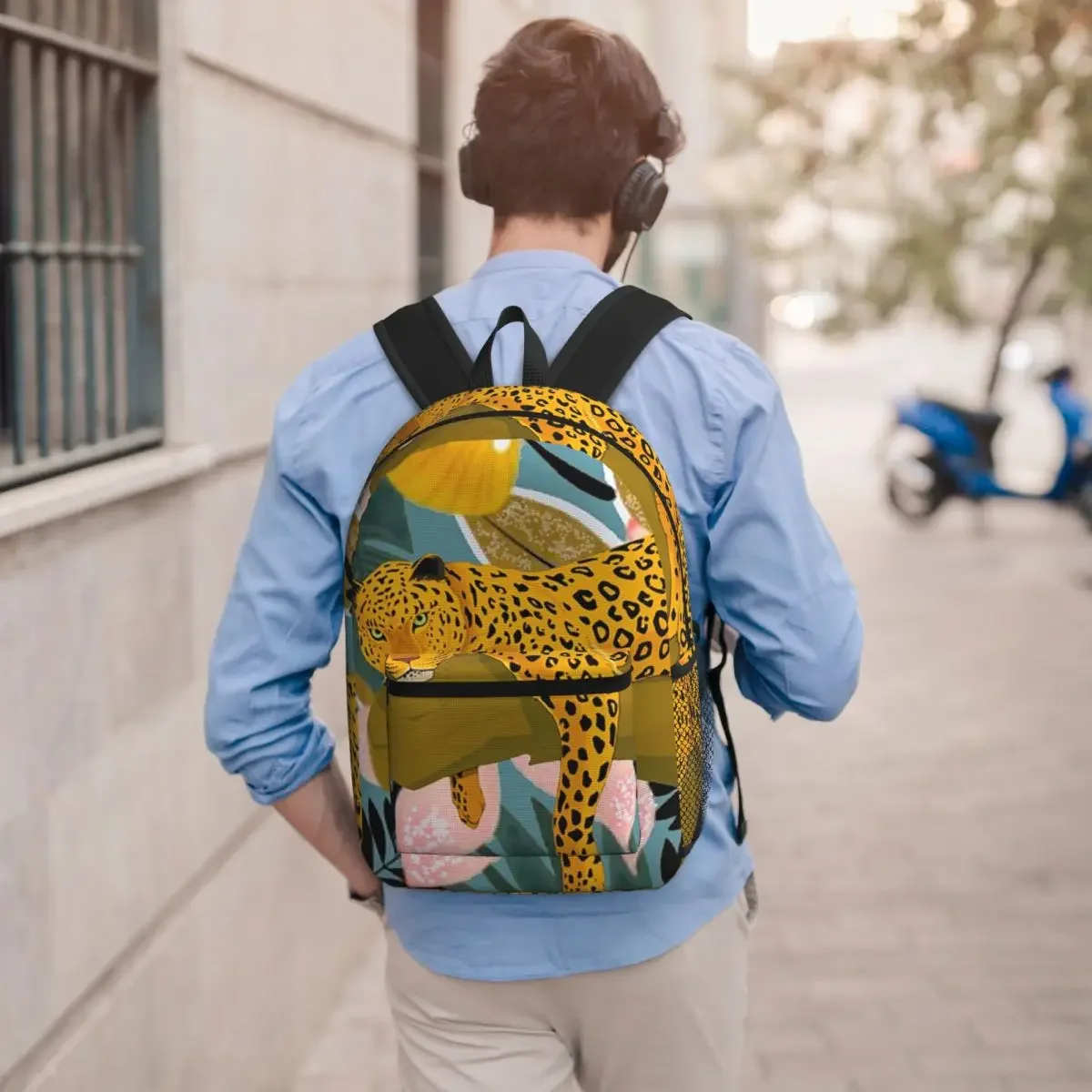 Cute Leopard In The Branches Design Backpack Boys Girls BookBag Kids School Bag Computer Shoulder Bags for Men Women