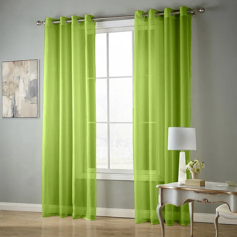 Green European and American style Window Screening Solid Door Curtains Drape Panel Sheer Tulle For Living Room AP184#30