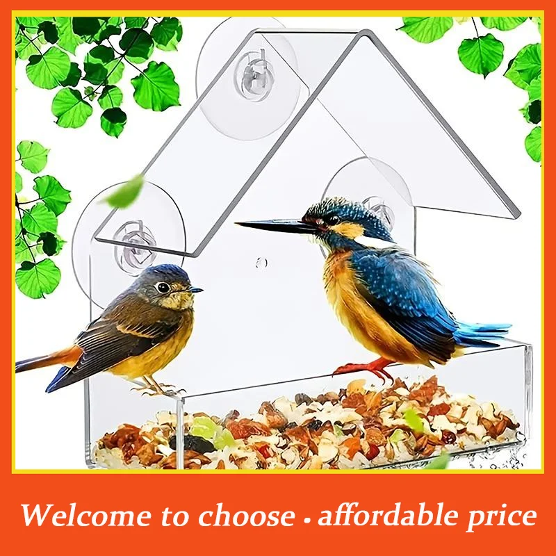 

For Garden Outdoor Backyard Wildlife Birding Acrylic Bird Feeder Clear Window Outside Hanging Bird Feeder House With Suction Cup