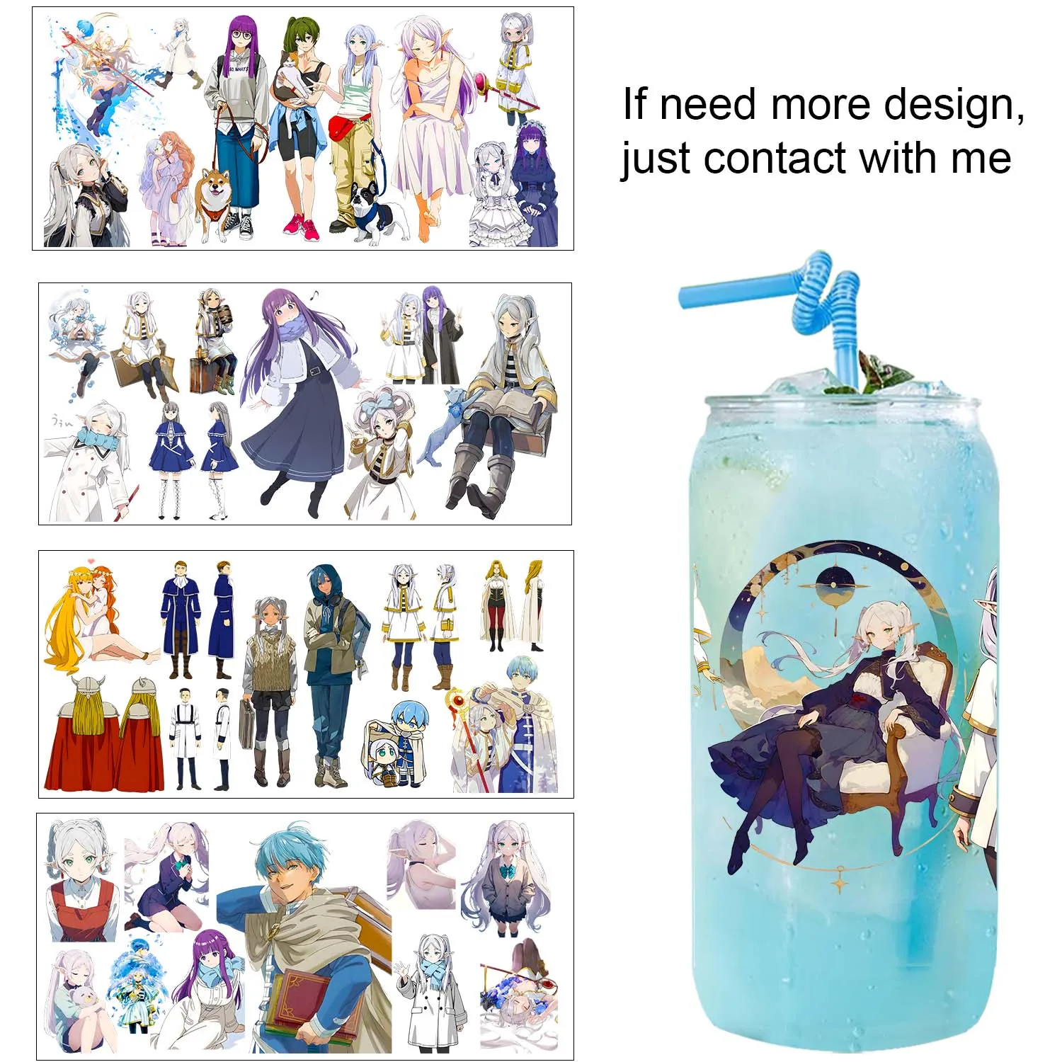 

10 sheest bundle Japanese anime Cartoon UV DTF Sticker easy peel waterproof transfers uvdtf sticker 16oz uv dtf tumbler cup wrap