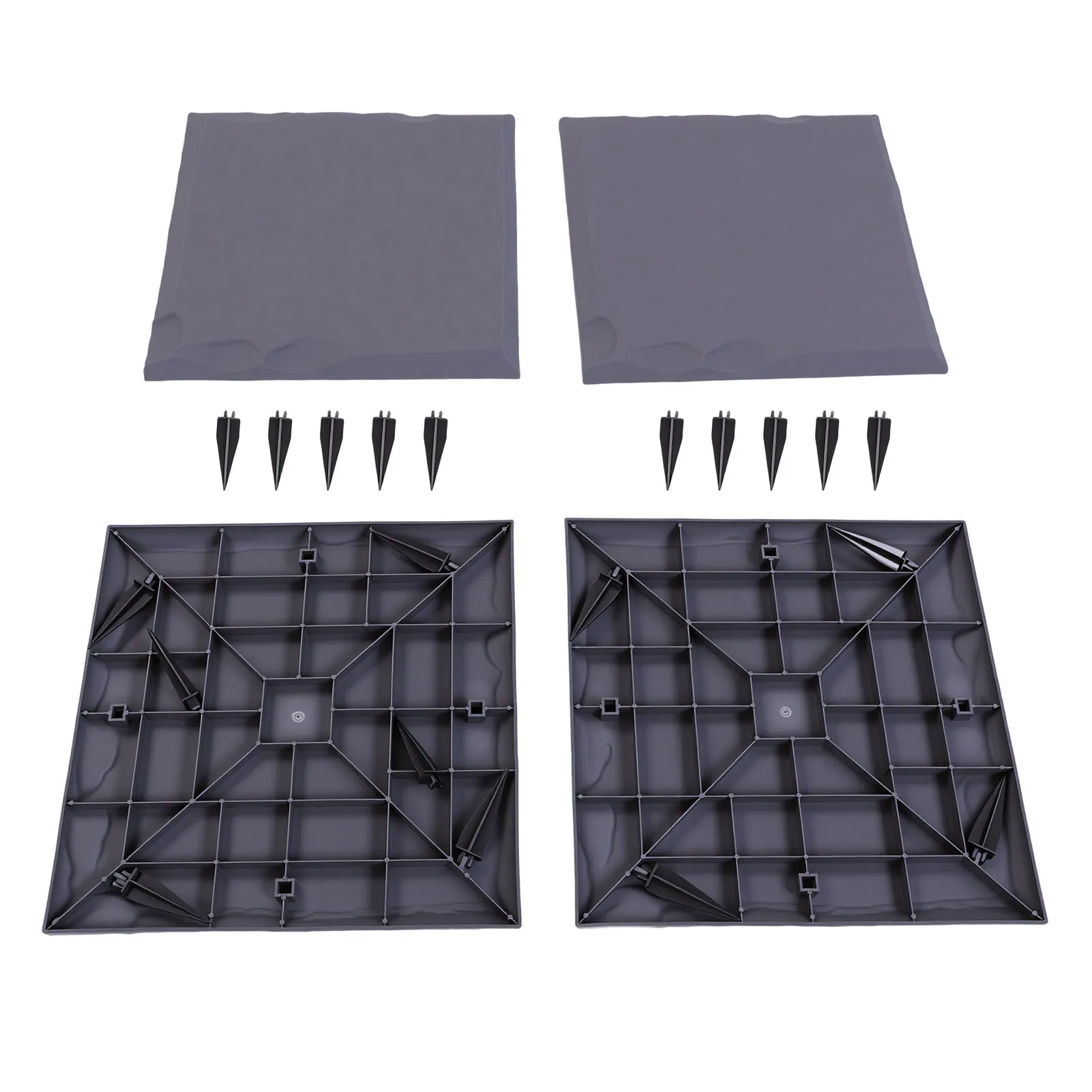 4pcs Stepping Stones with Ground Stakes Plastic Square Stepping Stone for Outdoor Patio Pathway Landscaping Waterproofing
