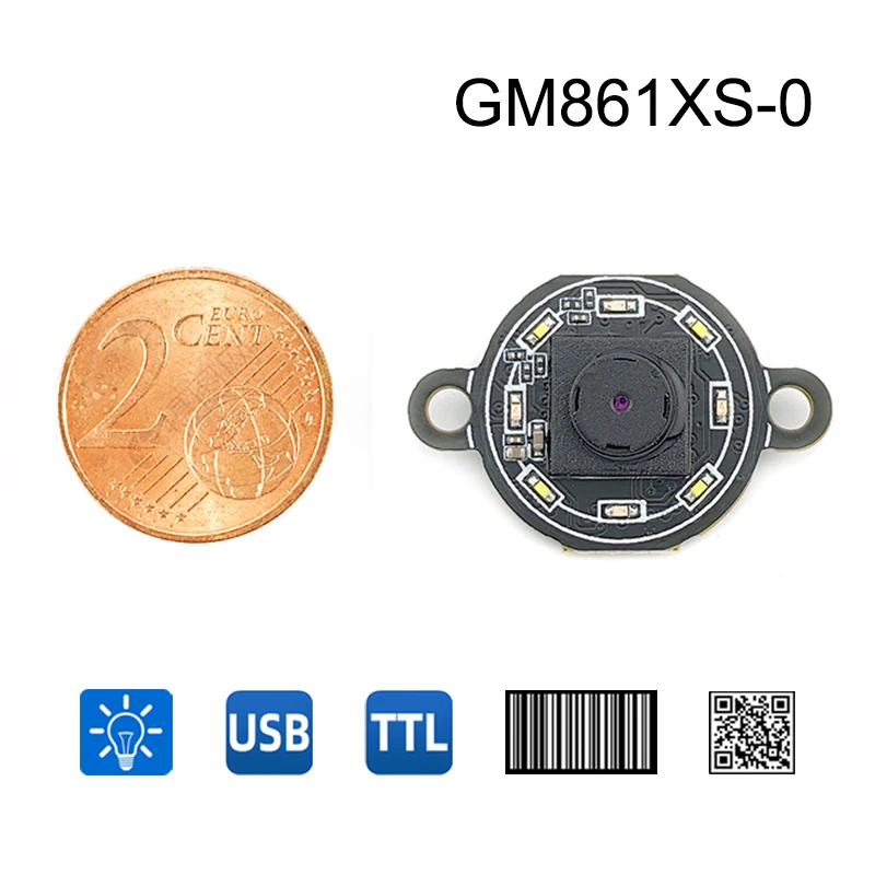 

GM861XS-0 Маленький интерфейс DC5V UART/USB 1D/QR/2D Сканер штрих-кода Модуль сканера QR-кода с белым зеленым светодиодом для Arduino Linux