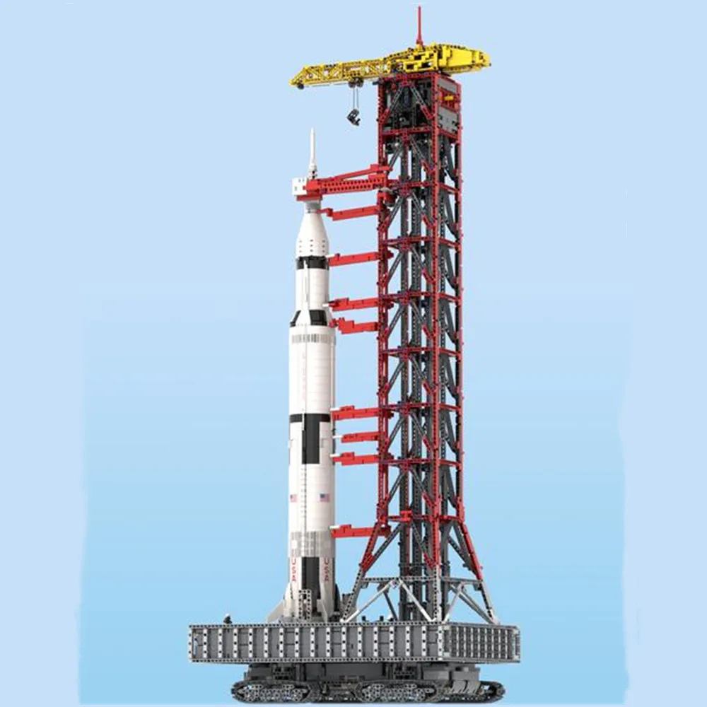 

MOC-60088 стартовая башня Mk I Far Saturn V (21309/92176) с гусеничным строительным блоком, сращенная электрическая игрушка-пазл, подарок для детей