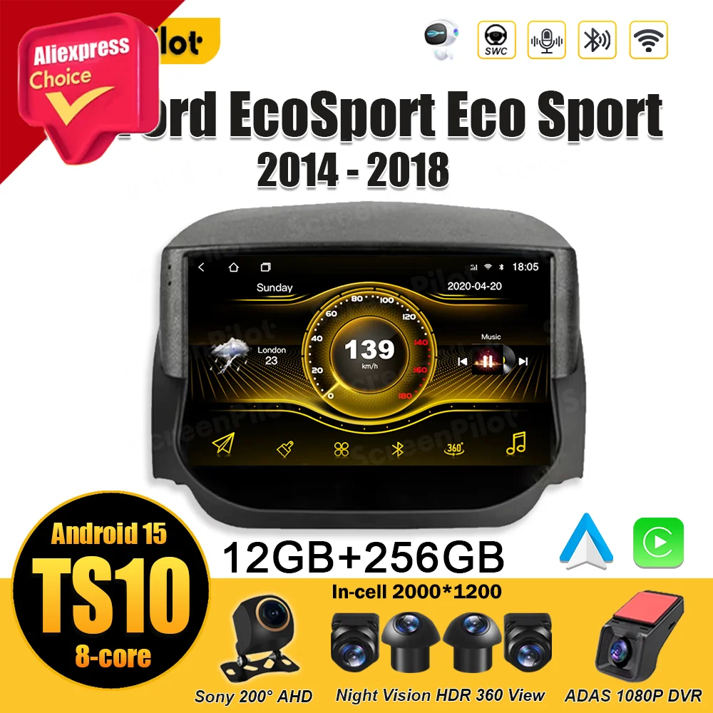 

Android 15 For Ford EcoSport Eco Sport 2014 2015 2016 2017 2018 Bluetooth Android Auto Mirror Link Wireless Android Auto 8 Core