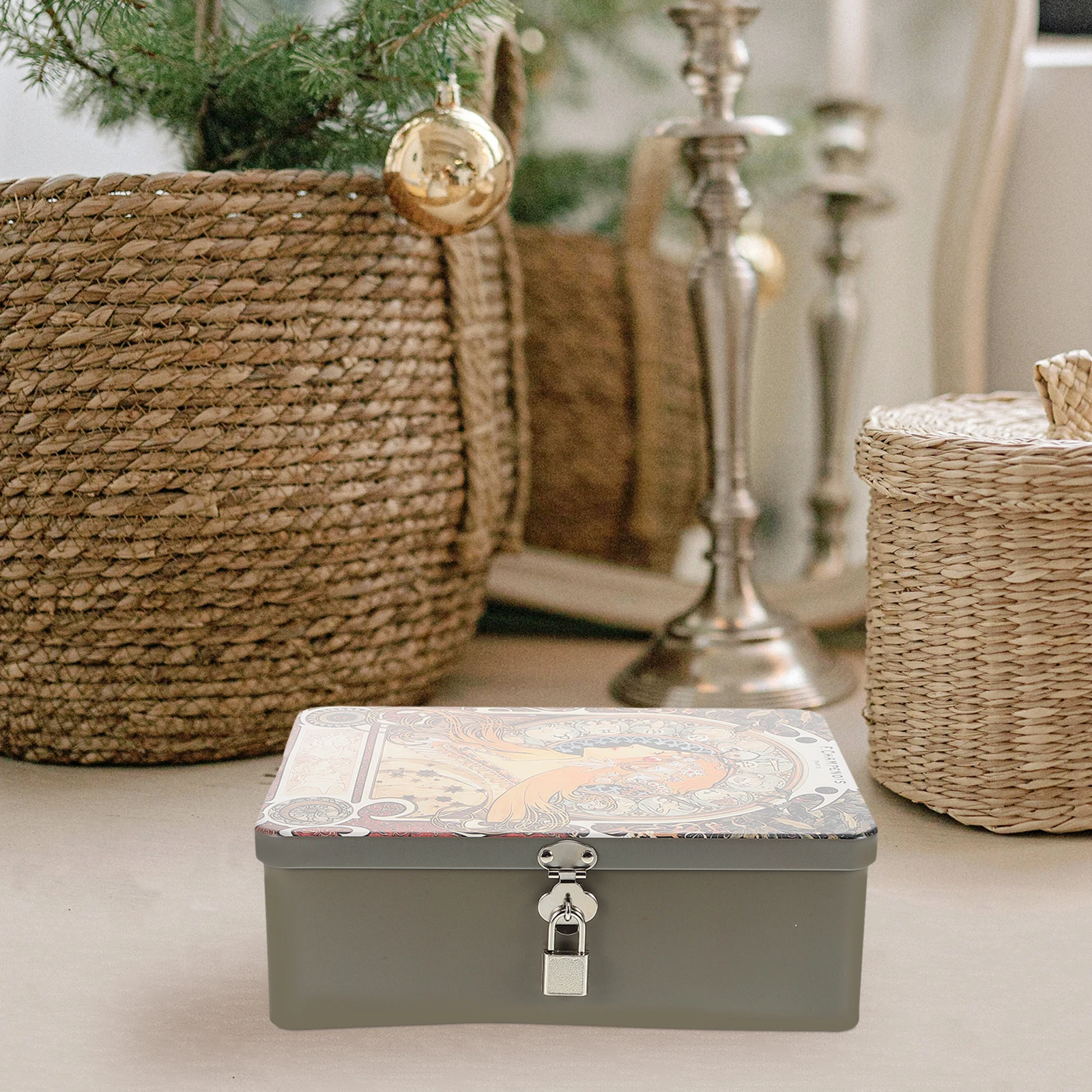 

Tinplate Box Vintage Storage Container for Tea Leaves Candy Small Gifts Decorative Durable Wedding Party Banquet Promotion