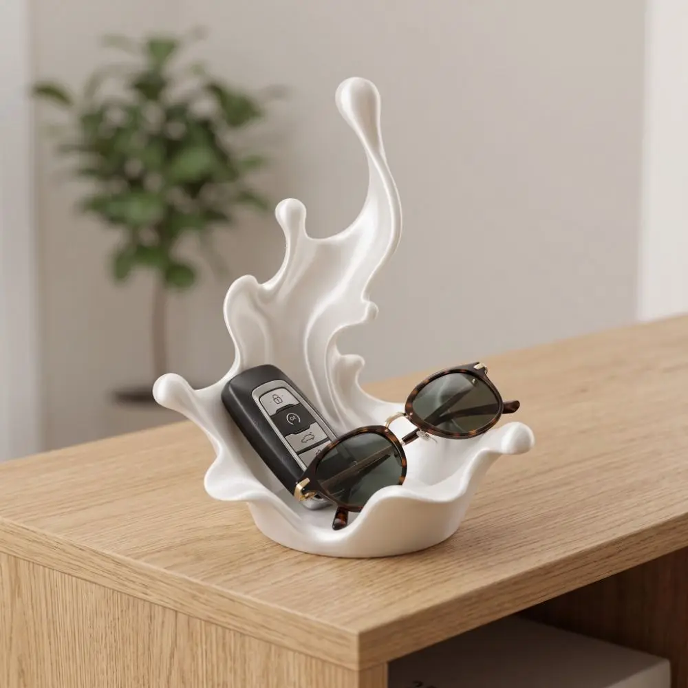 3D Printed Splash Shaped Jewelry Tray Wave Shaped Plastic Water Splash Trinket Holder Decorative Vivid Key Ring Holder