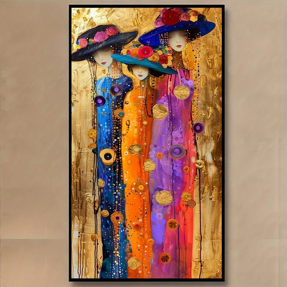 Kit de peinture diamant 5D sans cadre à faire soi-même, toile Extra Large 50x90cm/19.68x35.43 pouces, créative trois sœurs Po, nouvel arrivage 2025