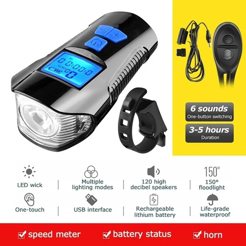 1Set Small Size, Long Beam Distance USB Bicycle Light Lamp Flashlight Bike Speedometer Led FrontCycling Headlight