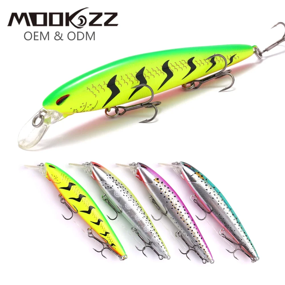 110MM 19G MOOKZZ SEA Minnow Suspension Lure  Wobble Hard Fishing Lure 3D Eyes Suspension Minnow Fishing Lure Crankbait