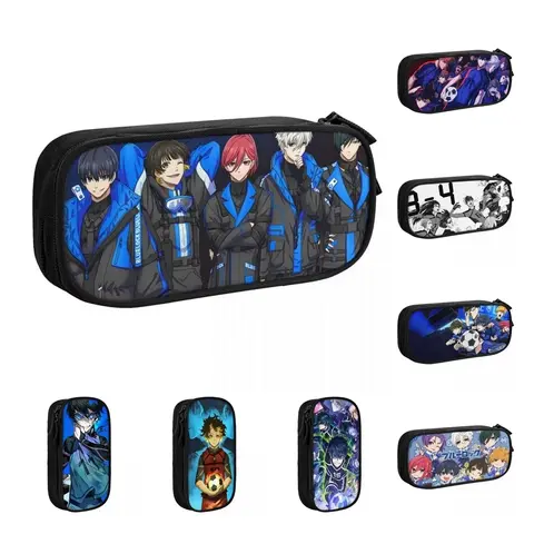 Anime Blue Lock Pencil Cases Pen Pencil Bags Girls Boys Large Storage Students School Zipper Pencil Box