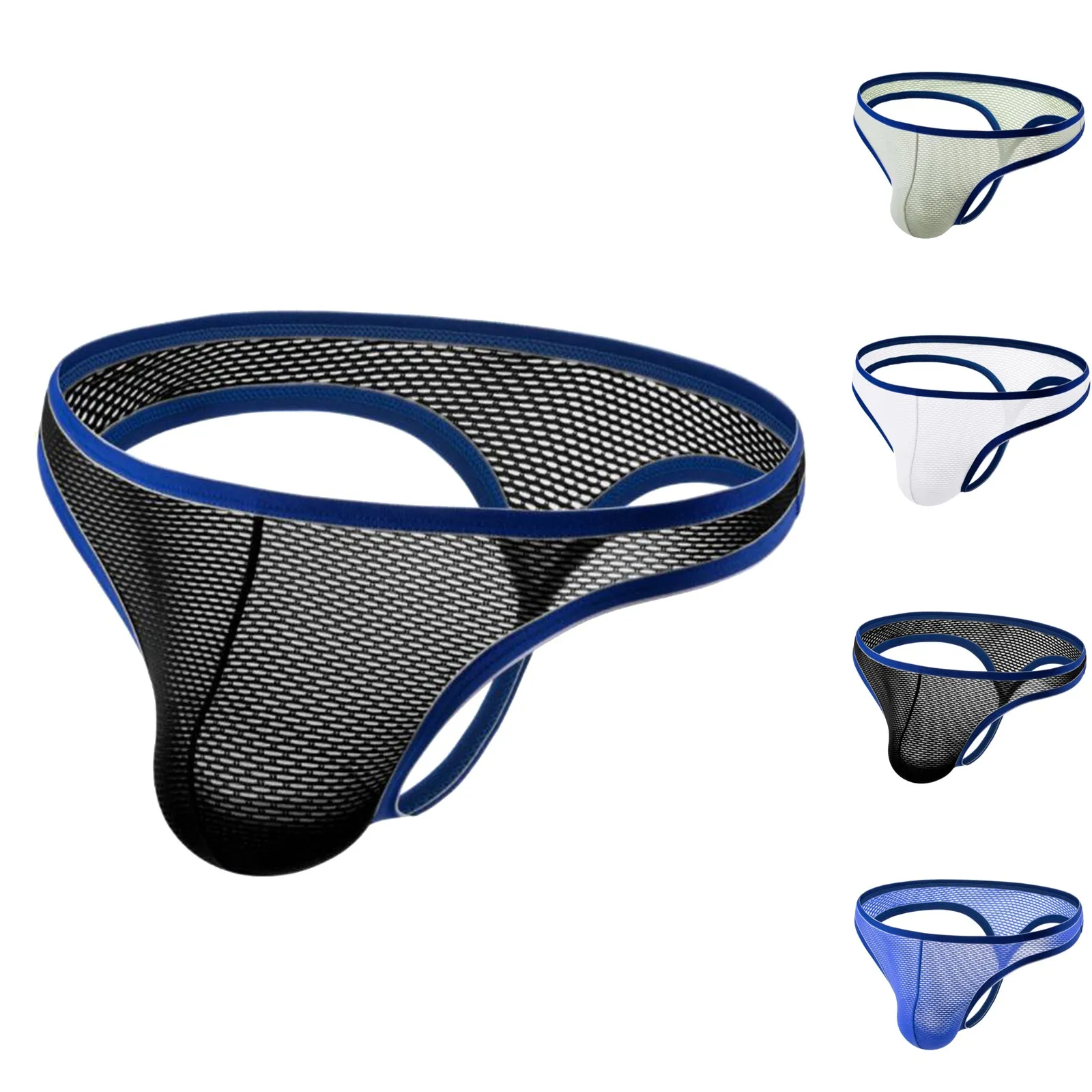 

Сексуальное сетчатое нижнее белье, мужские однотонные ажурные стринги, дышащие полупрозрачные трусы с низкой талией, обнажающие бедра