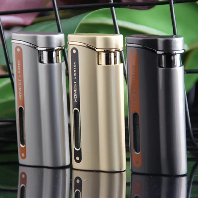 

High-end inflatable windproof lighter gas gift lighter wholesale Baicheng transom with light high-end (NO GAS IN)