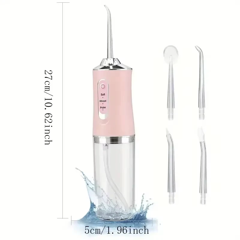 Electric Dental Water Flosser Oral Irrigator Portable Dental Bed Sprinkler Jet Toothpick Mouth Washing Machine 4Nozzle 200ml New image 6