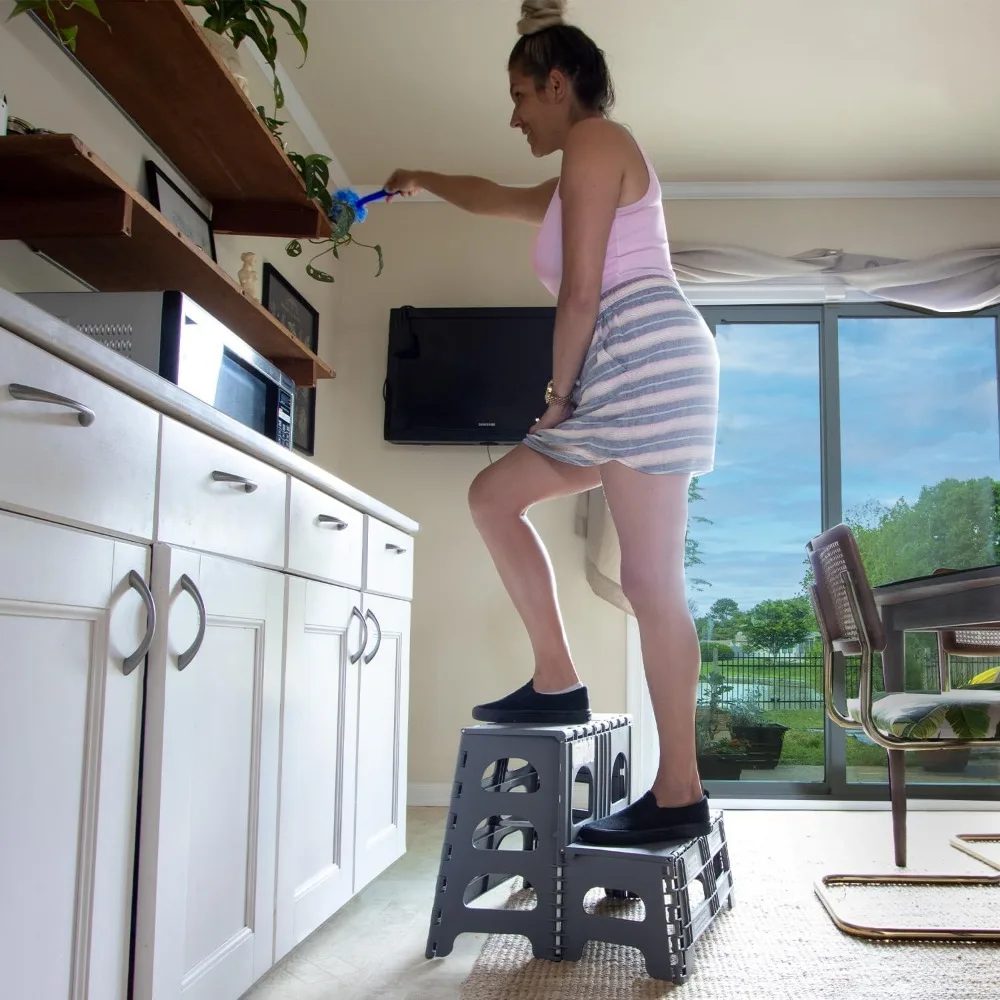 Taburete plegable ajustable para todas las edades: escalera portátil y plegable para uso doméstico