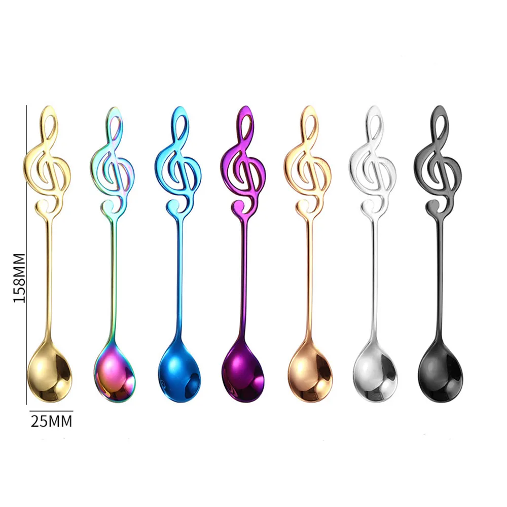 1PC 304 Stainless Steel Musical Notes Coffee Spoon Gifts Stirring Cup Spoon Ice Cream Teaspoon Dessert Spoon Kitchen Accessories