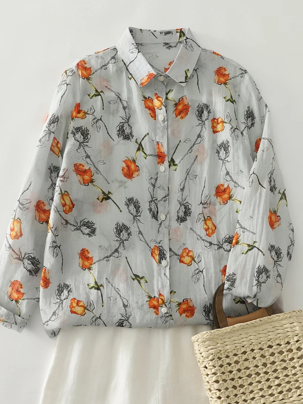 

Женский облегающий топ с французским принтом и принтом irt, дышащий длинный све, топ с цветочным узором, моющийся, легкий, летний...