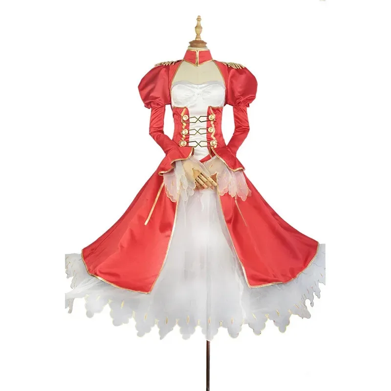 Juego de Anime Fate Extra Nero Claudius César Augustus Germanicus disfraz de Cosplay vestido de noche rojo falda de hilo peluca mujer conjuntos sexys;