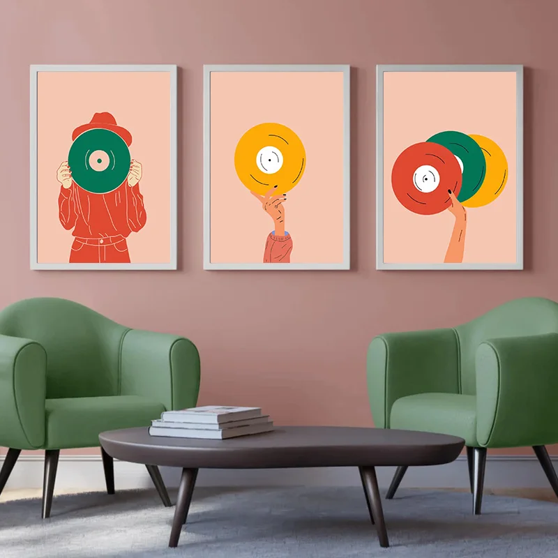 Vintage Music Vinyl Record Poster Wall Art Black and White DJ Turntable Photo Canvas Painting Prints Music Studio Home Decor