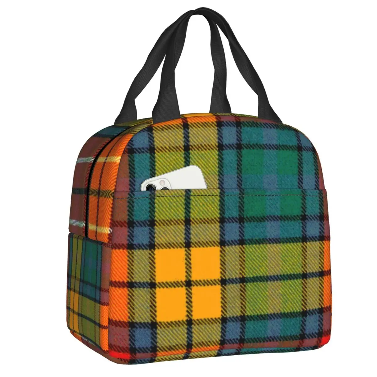 

Custom Fashion Scottish Tartan Plaid Lunch Boxes for Women Geometry Cooler Thermal Food Insulated Lunch Bag Office Work