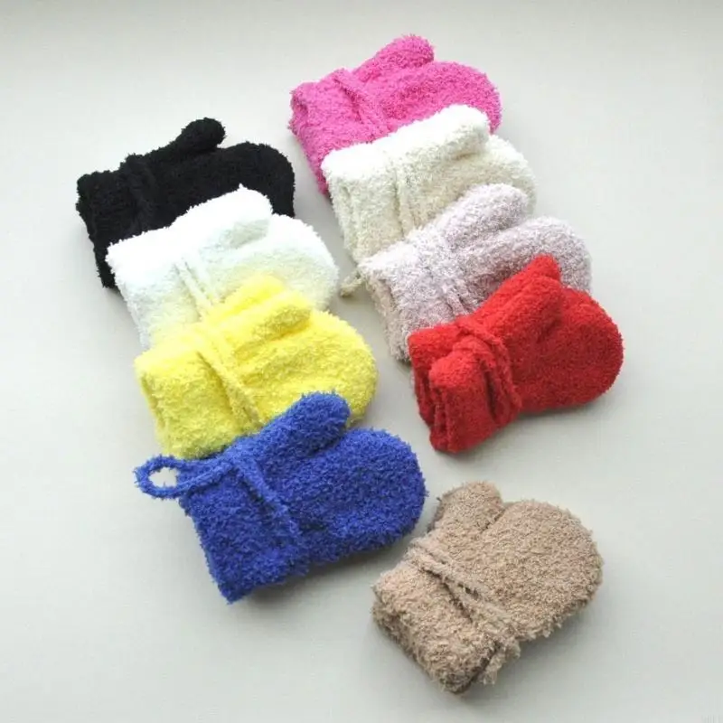 Cosy Kids Winter Gloves Thickened Full Finger Mittens Warm Neck Hanging Design