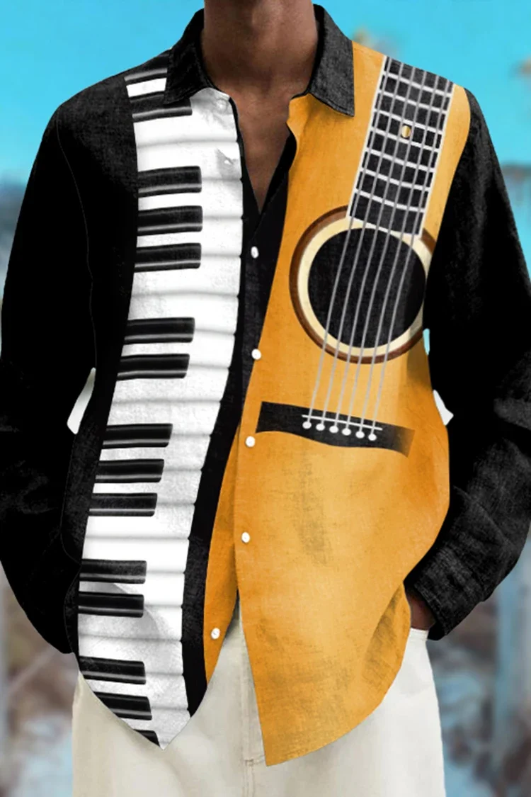 

Mens Beach Ready Hawaiian Shirt in 5XL Size with Vintage 3D Abstract Print Oversized Long Sleeve Casual Design​​