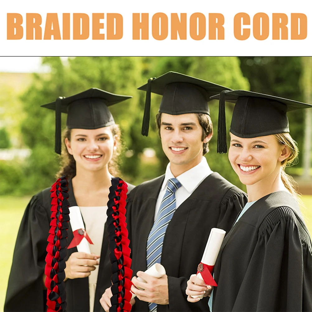 

2Pcs Graduation Ribbon Braided Honor Cords Durable Graduation Costume Decoration Photo Prop Ceremony Supplies Braided Honor Cord