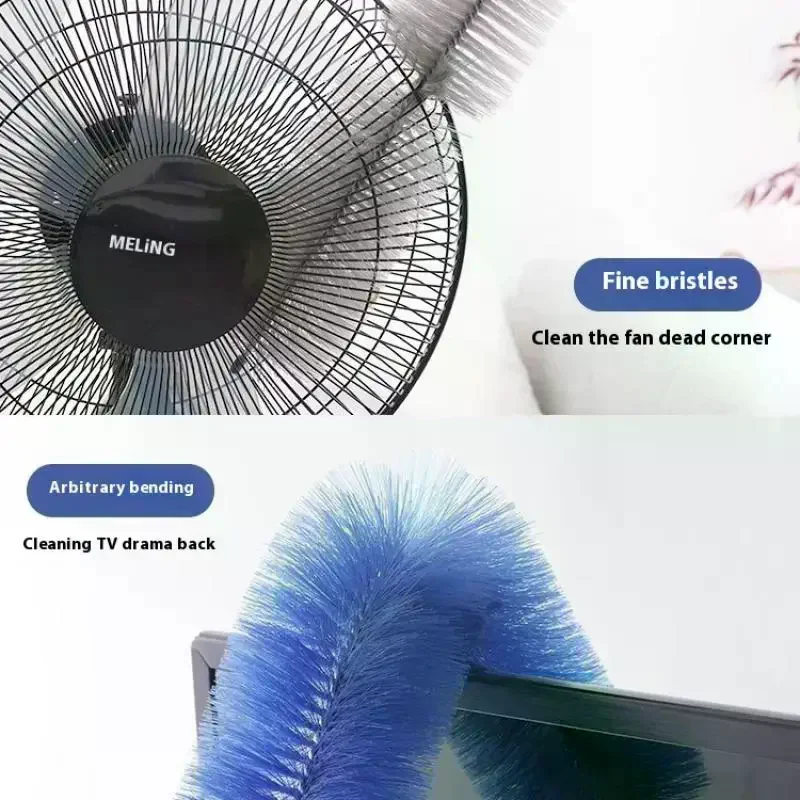 1 Piece Long Handle Air-conditioner Shutter Cleaning Tool Bendable Fan Brush Ultra-Fine Bristles Fan Inner Duster Remover