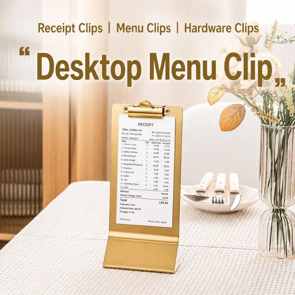 Multi-functional Stainless Steel Menu Clip Stand Vertical Portable Bill Clip Cashier Receipt Clip Café Bar Hotel
