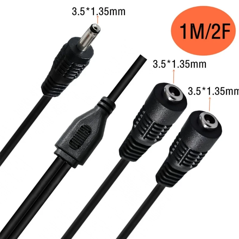 DC Y Splitter Cable DC3.5mm x 1.35mm 1 Male to 2 Female Adapter Cord for CCTV Security Camera LED Strips Light 35cm