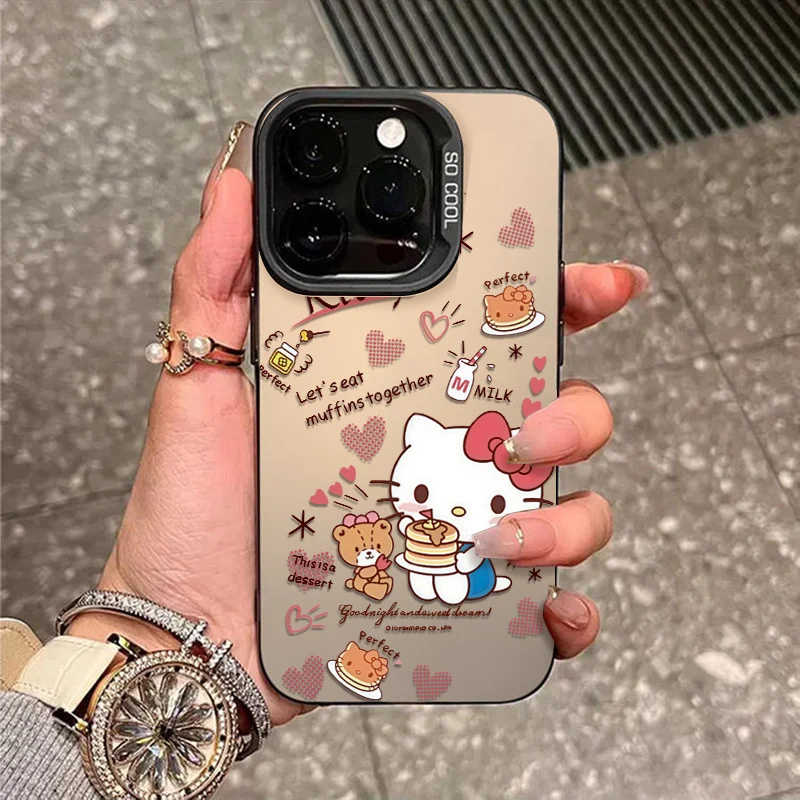 

Cute Dessert Cake Hello Kitty Cartoon Phone Case For iPhone 17 16 15 14 12 13 12 11 Pro Max X XS XR Plus 17Pro IMD Hard PC Cover