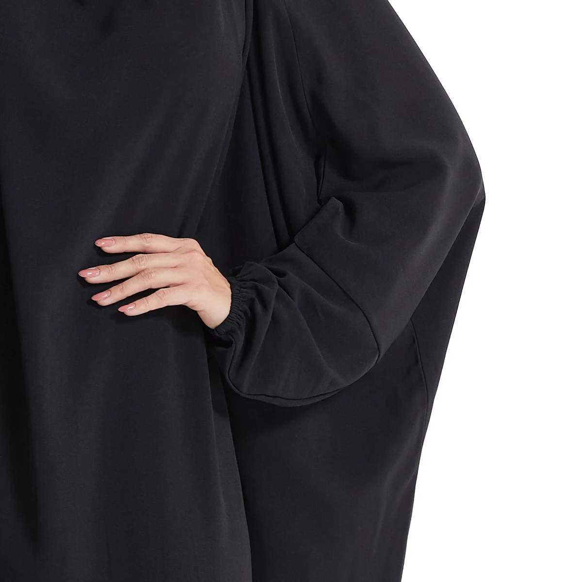 Muslim Women Solid Color Long Dleeves Hooded Coverage Abaya Ankle Length Arab Lady Modest Prayer Ramadan Eid Clothes Maxi Dress