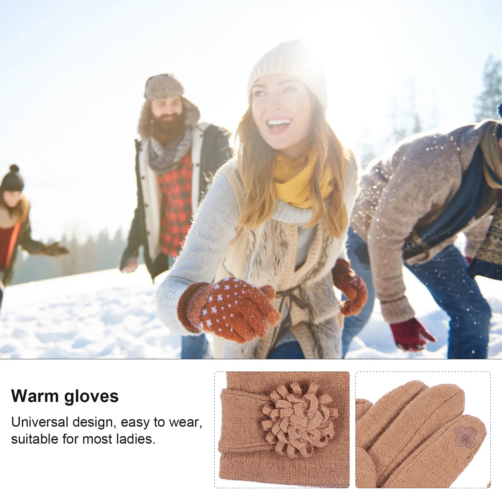

1 пара теплых кашемировых перчаток для женщин, ветрозащитные, с сенсорным экраном, зимние, для катания на лыжах, на флисовой подкладке, уютные перчатки, товары для катания на лыжах