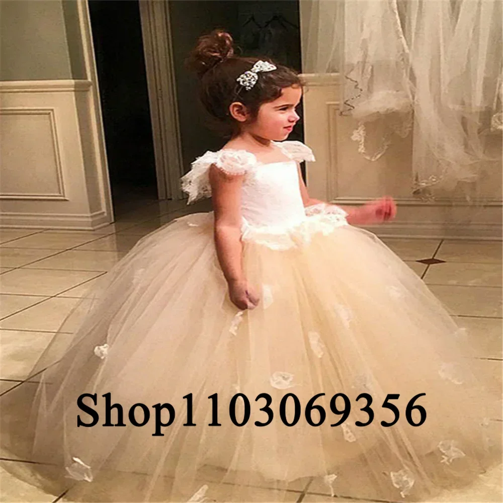 Custom Made White / Ivory Flower Girl Dresses for Wedding Custom Made Pageant Dress Sleeveless Communion Present Birthday