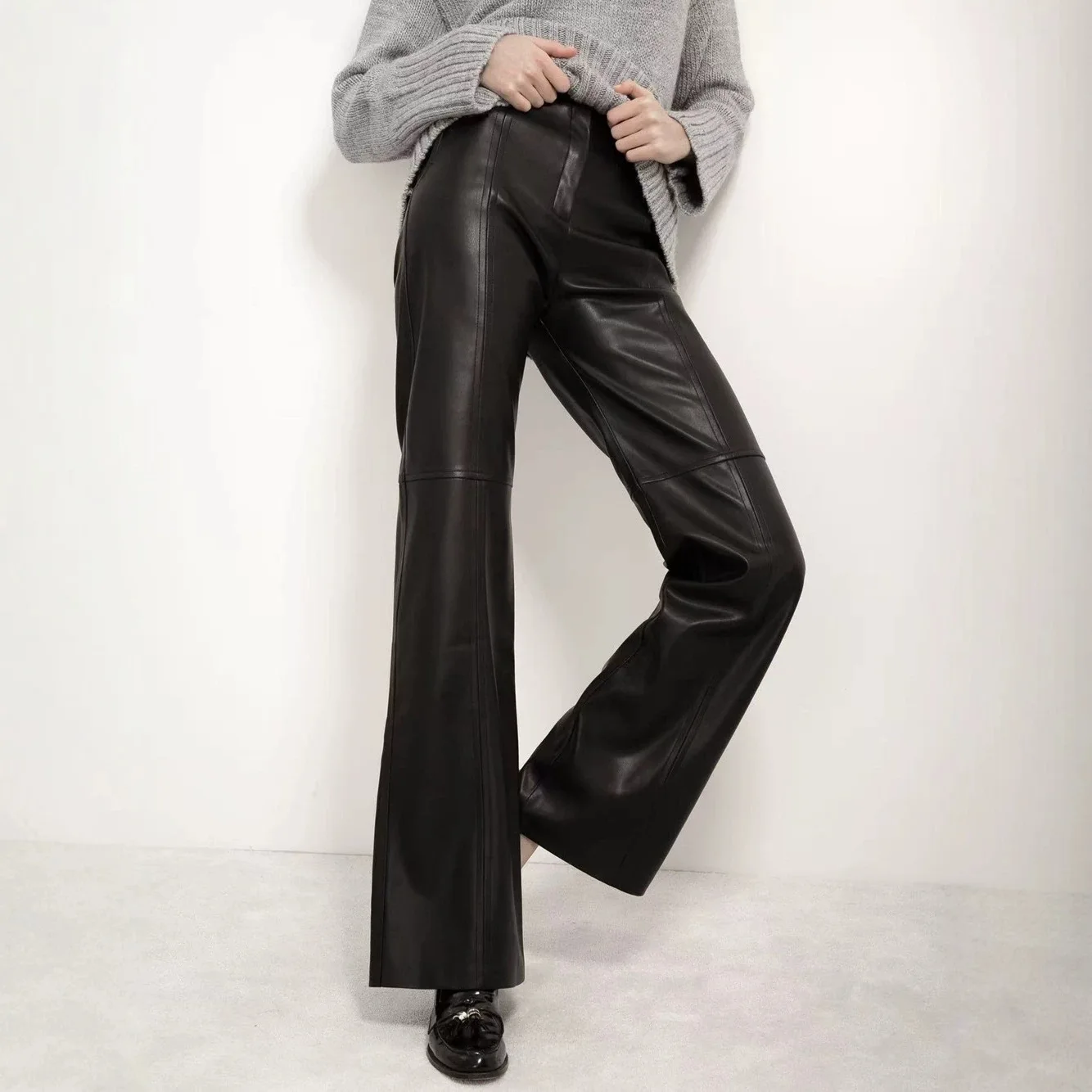 2026 Autumn/winter Women's Fashionable Random Multifunctional Straight-leg Leather Pants. Random Trousers For Women. Boho