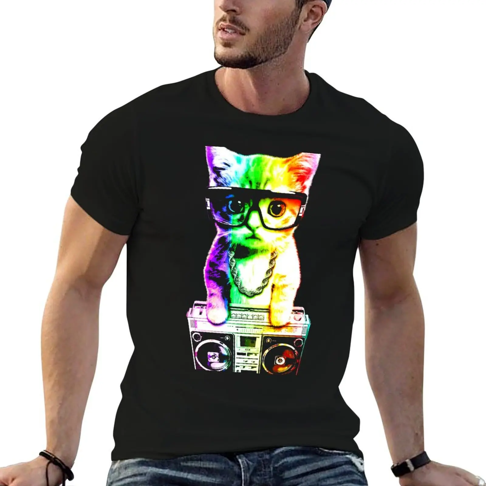 

That Boombox Cat Long T-Shirt Aesthetic clothing plus sizes kawaii clothes men graphic t shirts