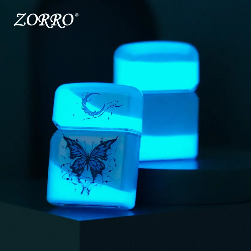 ZORRO Luminous Kerosine Lighter Personalized Creative Transparent Luminous Shell Windproof Cigarette Lighter Men's Gift