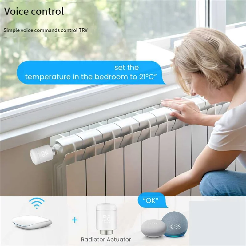AB15-1 pieza Tuya Zigbee válvulas termostáticas para radiador plástico blanco Control por aplicación termostato de calefacción controlador de temperatura