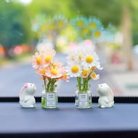 Cute Flower-smelling Rabbit Car Interior Decoration Auto Center Console Gadgets Ornaments For Women Car Interior Accessories