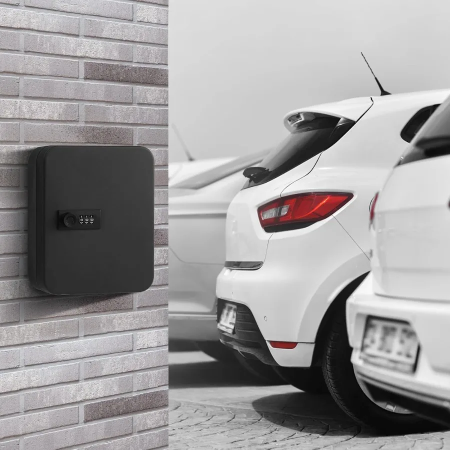 20 Key Storage Lock Box with Code Key Cabinet Organizer Wall Mount with Combination Lock Key Hooks Labels for Home Office or Ap