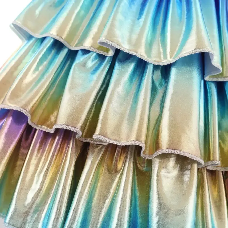 

Girls Rainbow Ombre Tiered Tulle Dress with Headband Sleeveless Round Neck Princess Dance Costume for Stage Performance cxfe5h55