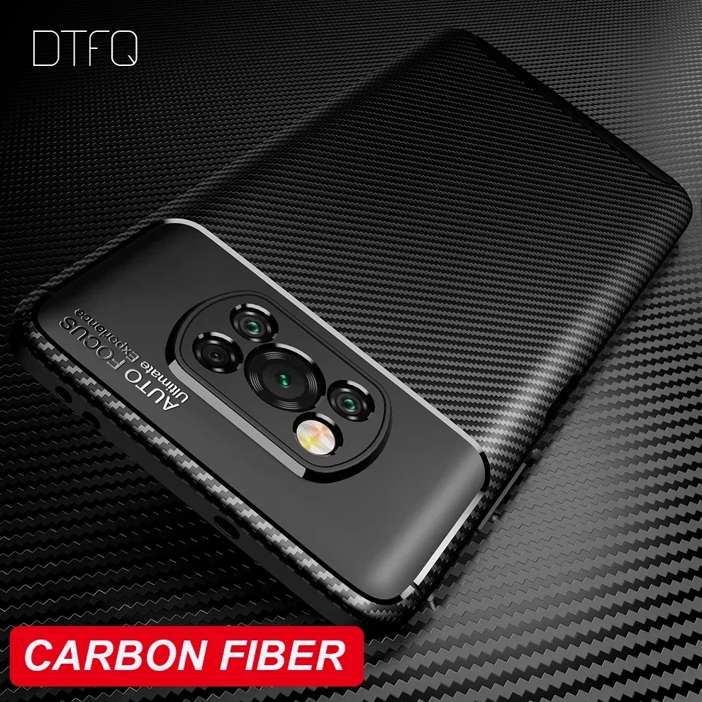 For POCO X3 Pro Case Soft Carbon Fiber Cover Shockproof Silicone Case for POCO X3 NFC Funda Case for POCO X4 Pro M4 Pro 4G F3