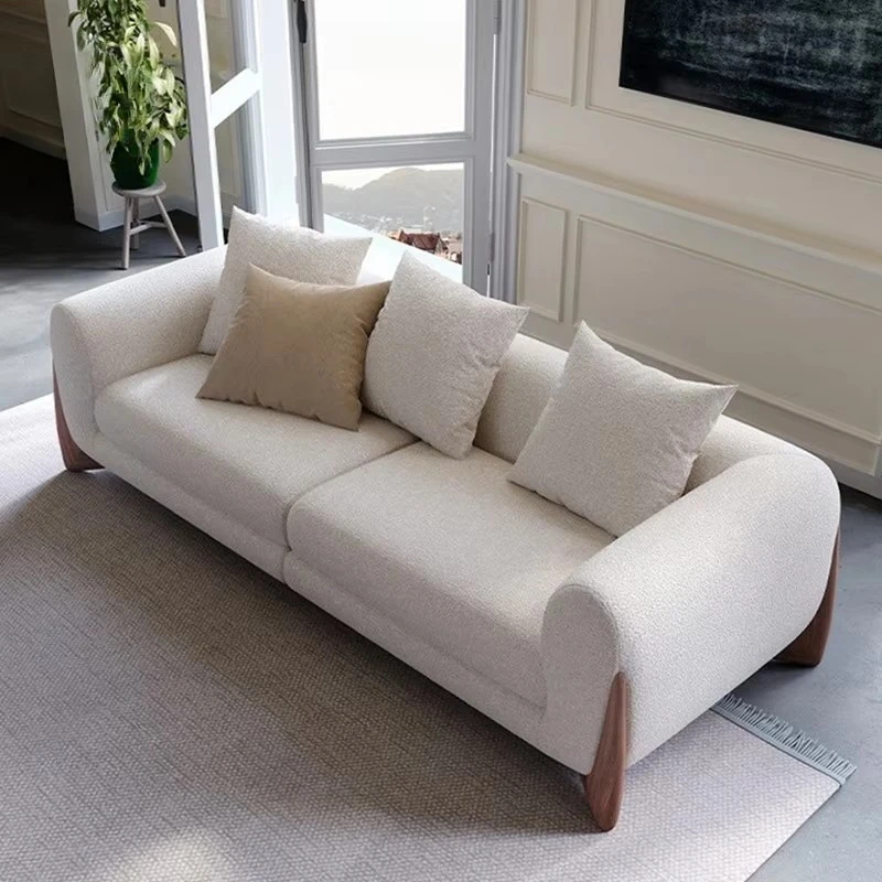 Modern White Fabric Sofa 1-2 -3 -4 Seats Couch Light Luxury Designer Hotel Living Room Teddy Velvet Straight Furniture Set