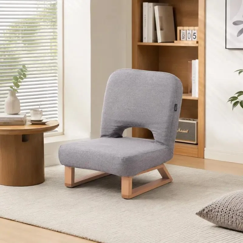 Japanese Modern Fabric Folding Sofa Comfortable Backrest Wooden Leg Chair Portable Low Stool for Living Room Bedroom Tatami
