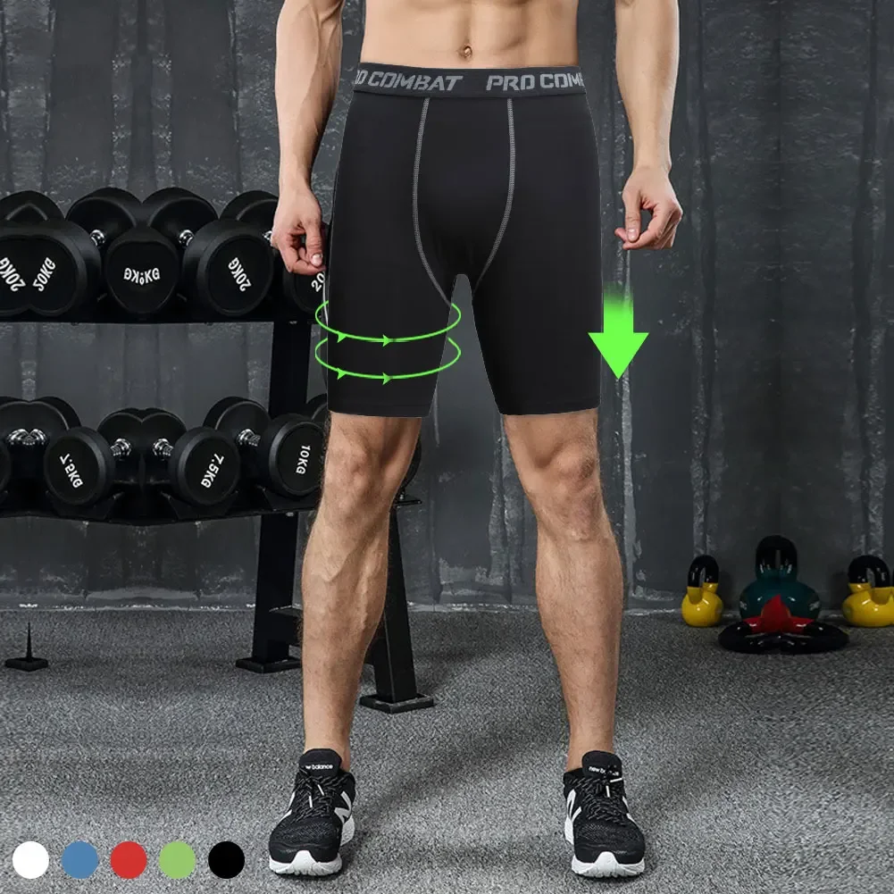 Pantalones cortos ajustados de compresión con cintura elástica para hombre, ropa interior para hombre, pantalones cortos de LICRA, pantalones cortos deportivos de compresión de secado rápido para entrenamiento físico