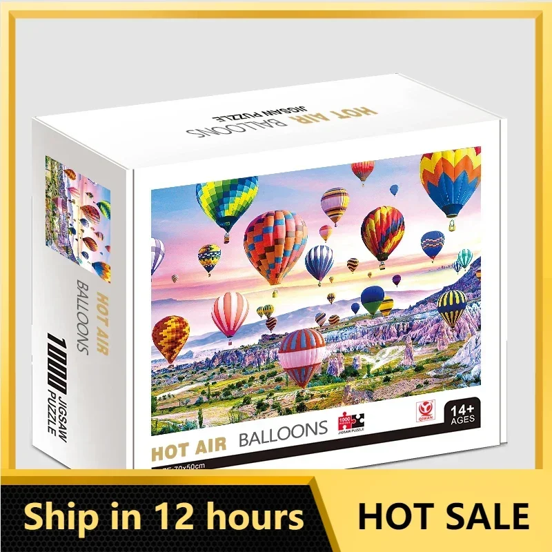 

70*50cm Adult Puzzle 1000 Pieces Paper Jigsaw Puzzles The Hot Air Balloon VI Famous Painting Series Learning Education Craft Toy