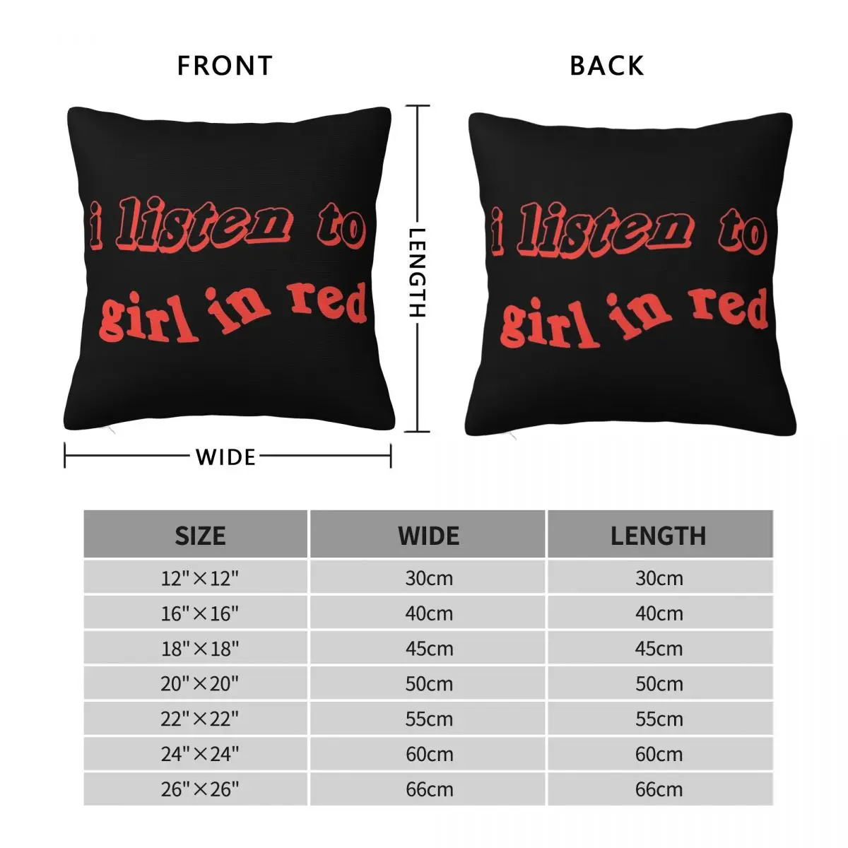 I Listen To Girl In Red Square Pillowcase Pillow Cover Polyester Cushion Decorative Comfort Throw Pillow for Home Living Room