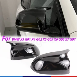 Preto espelho retrovisor lateral cobre escudo substituição para bmw x3 g01 x4 g02 x5 g05 x6 g06 x7 g07 g08 ix3 2018 2019-2023 estilo m